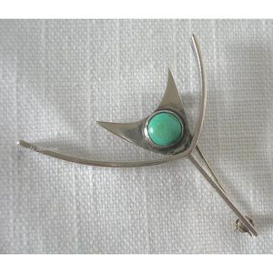 Vintage Henry Steig Sterling & Turquoise Brooch